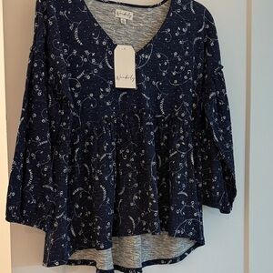 Wonderly Dark Blue Floral Blouse